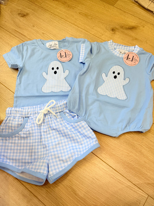 Blue Gingham Ghost Bubble & Set