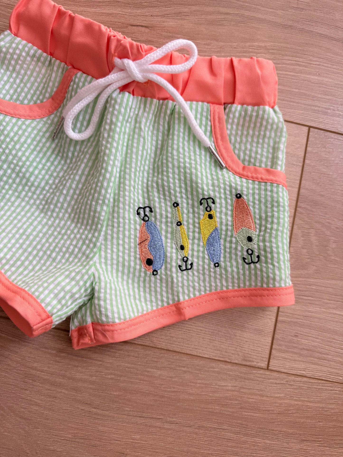 Fishing Lure Seersucker Swim Trunks