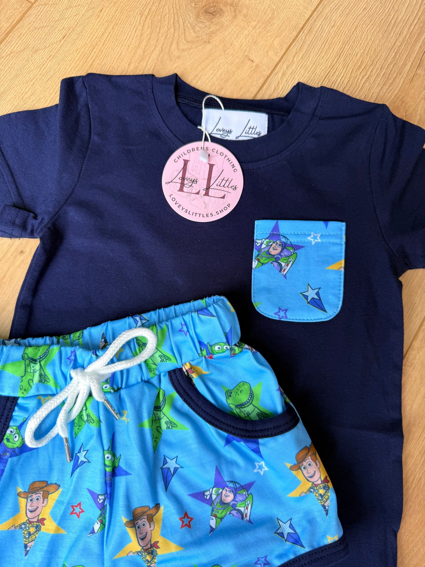 Friend in me navy boy short set