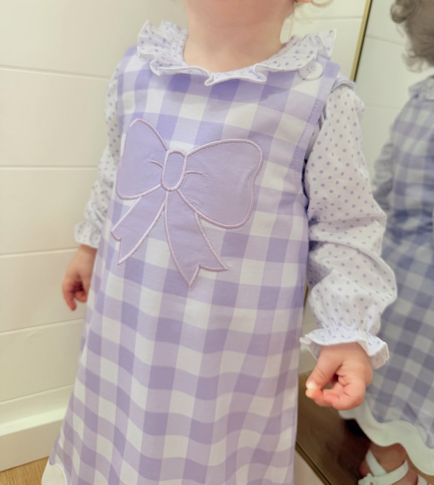Purple Gingham Bow Dress with shirt