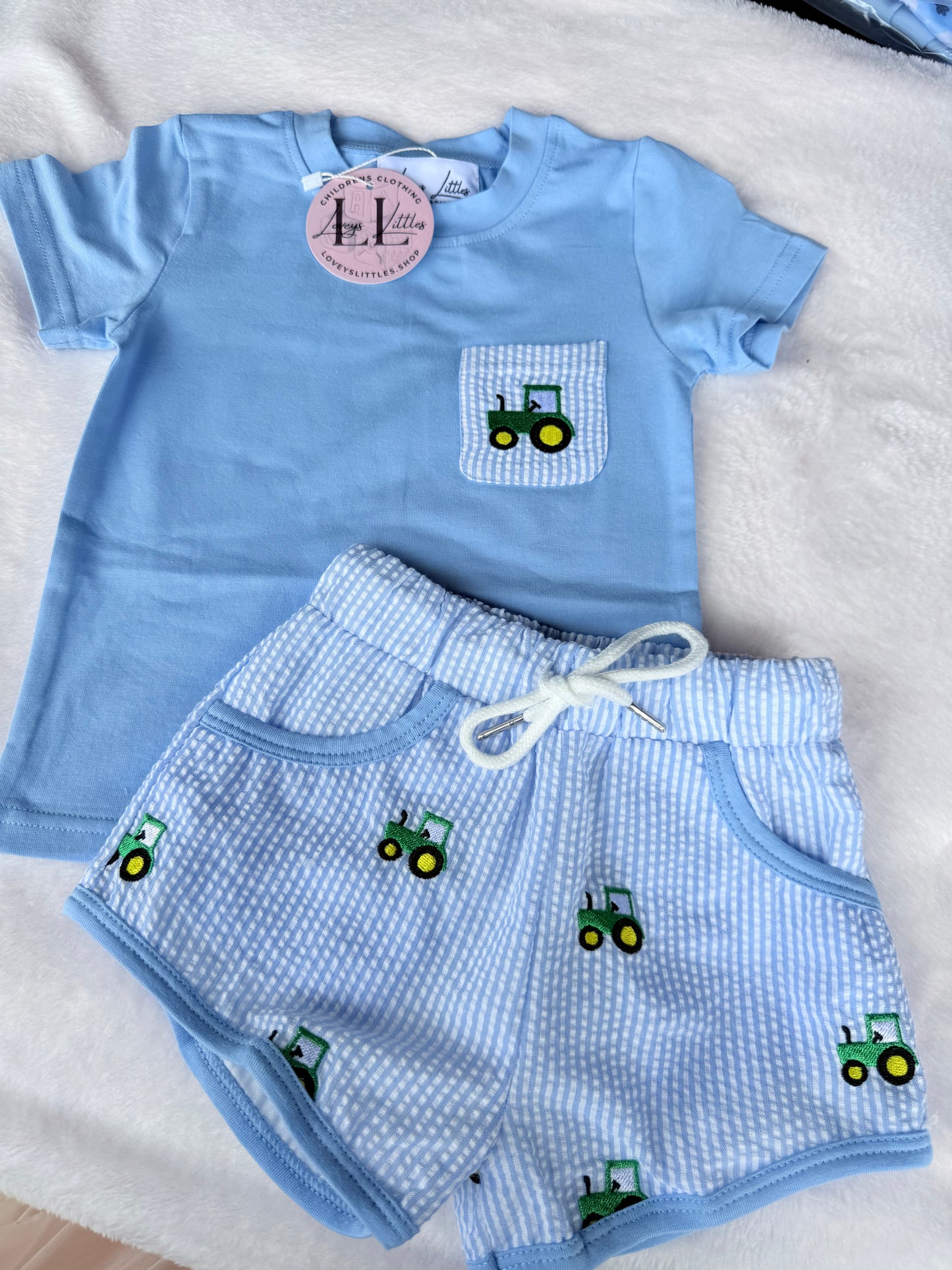 Seersucker Embroidered Tractor Collection