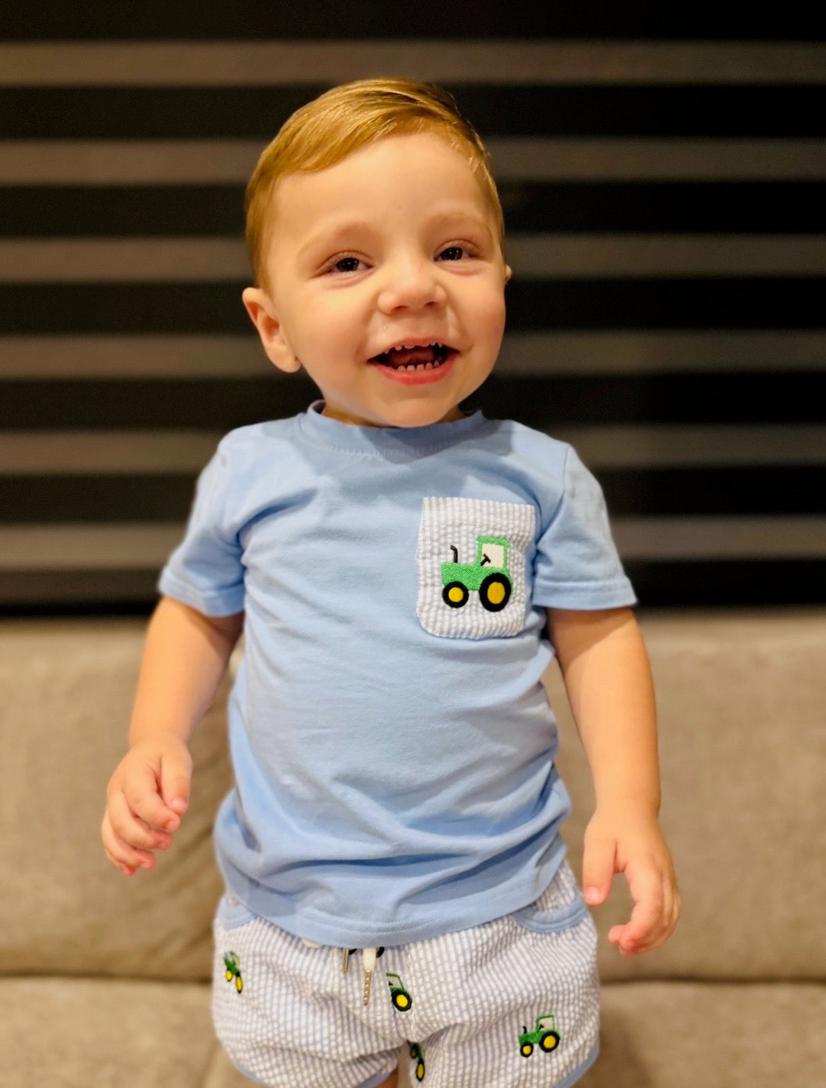 Seersucker Embroidered Tractor Collection