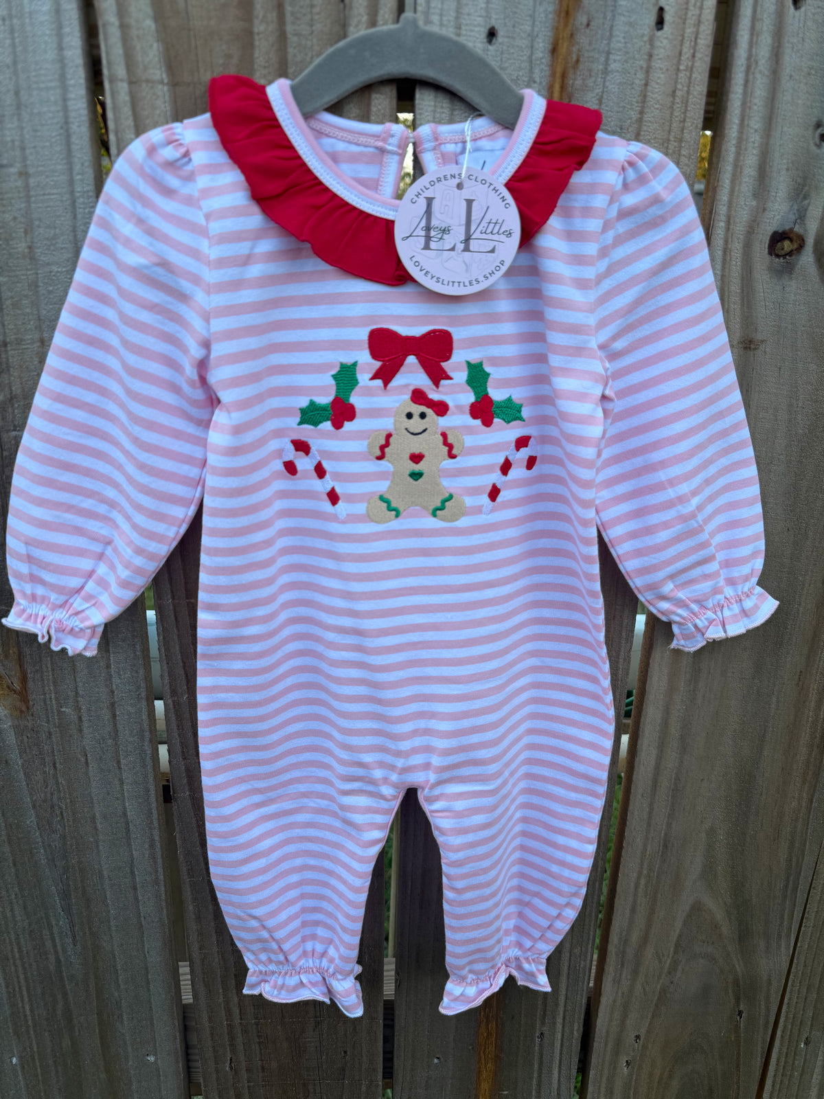 Pink Gingerbread Bow Romper