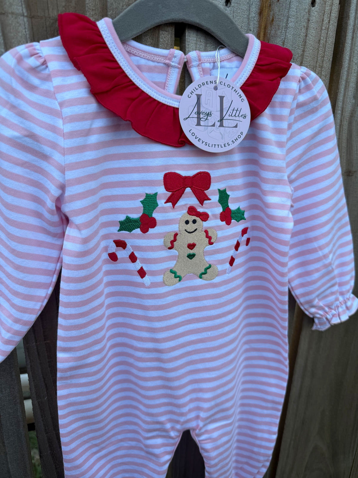 Pink Gingerbread Bow Romper